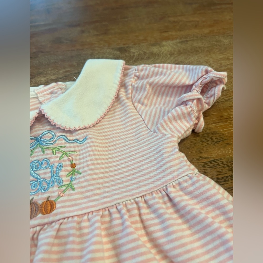 Bayou Blanks Knit Peter Pan Collar Dress w/ SHS initial /‎ fall monogram 12m - Picture 3 of 6